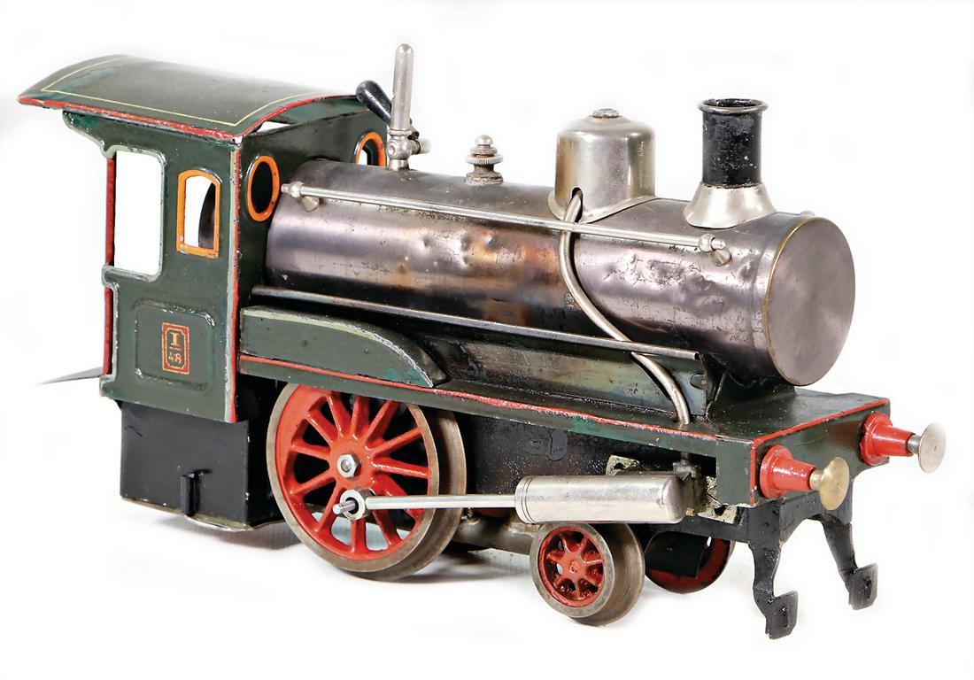 CARETTE engine, spirit drive, track 1, sheet metal,: CARETTE engine, spirit drive, track 1, sheet metal, handpainted, nickel-platedboiler , some tender spots at boiler, worn, small places are bleached out, with burner, without tender, collection K