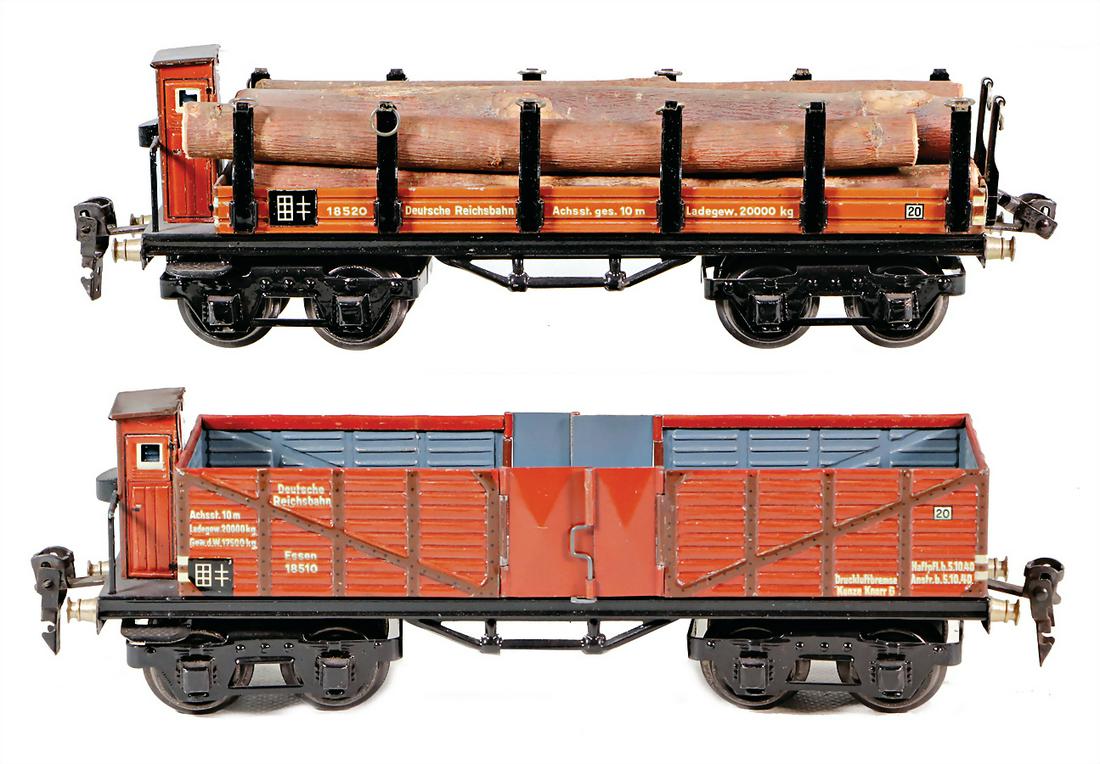 MäRKLIN 2 pieces, track 0, 1852, stake wagons with wood (1 of 1)