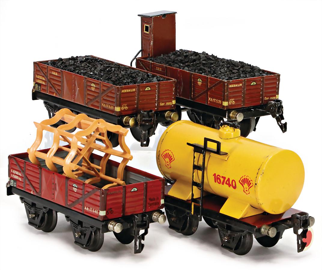 MäRKLIN track 0, 4 pieces, 2x opened freight waggon, 1 (1 of 1)