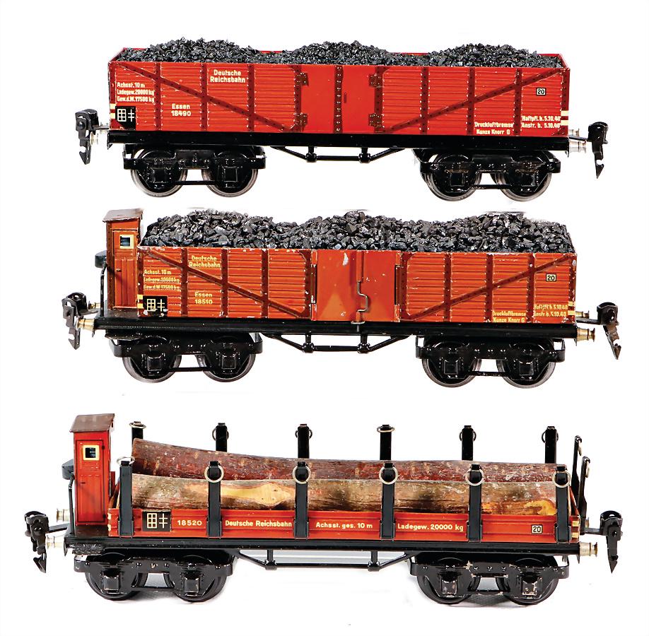 MäRKLIN track 0, 3 pieces, 4-axled freight waggon, (1 of 1)