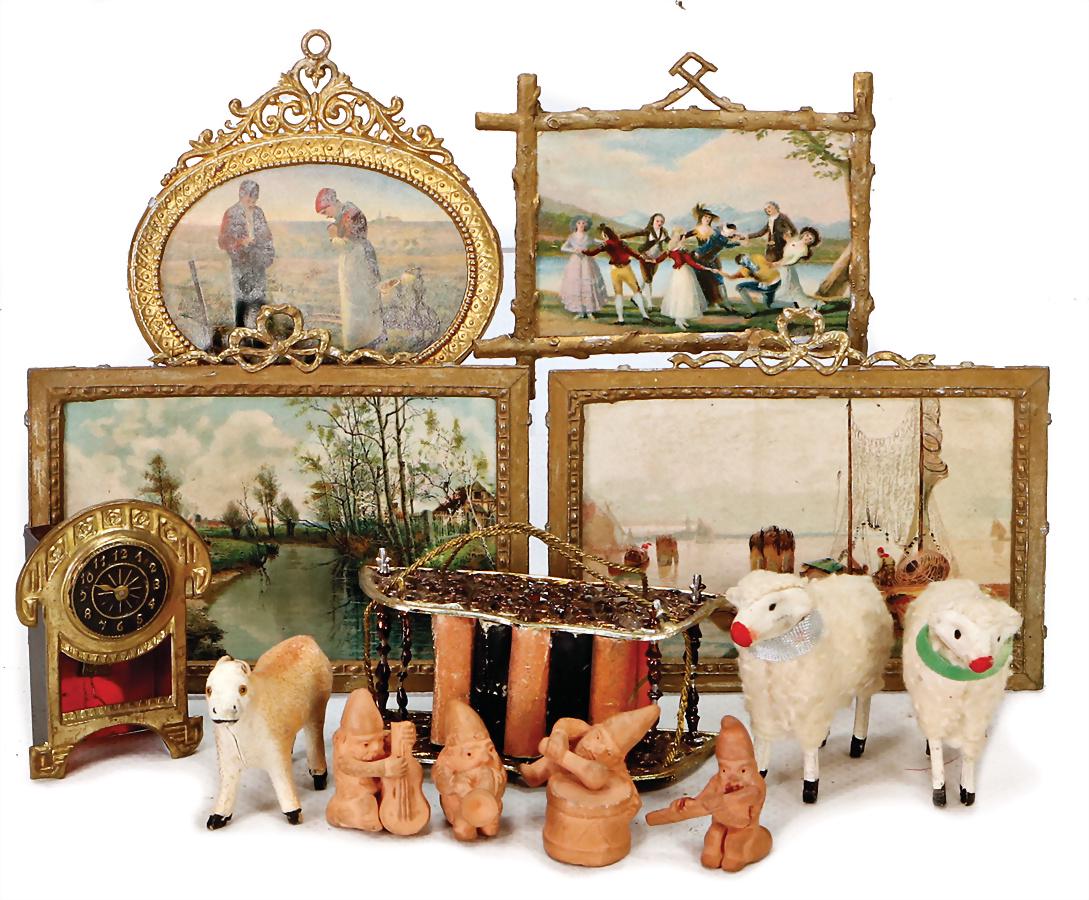 bookshelf, tin, 4 dollhouse pictures with tin frame, 3 (1 of 1)