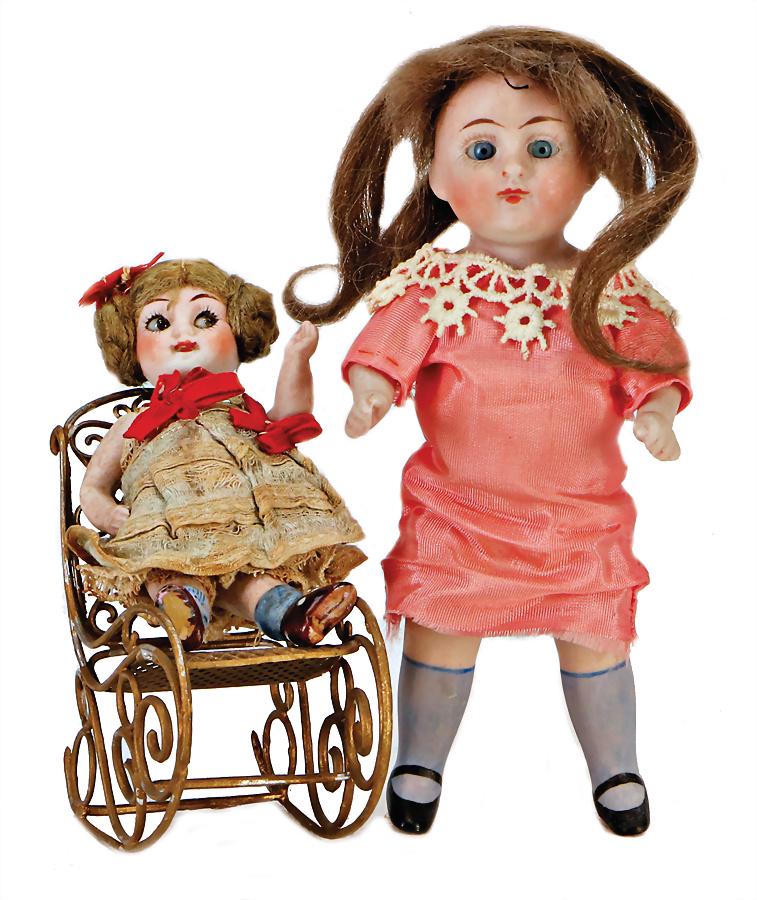 all-bisque doll, marked 208, 14.5 cm, fix inset blue (1 of 1)