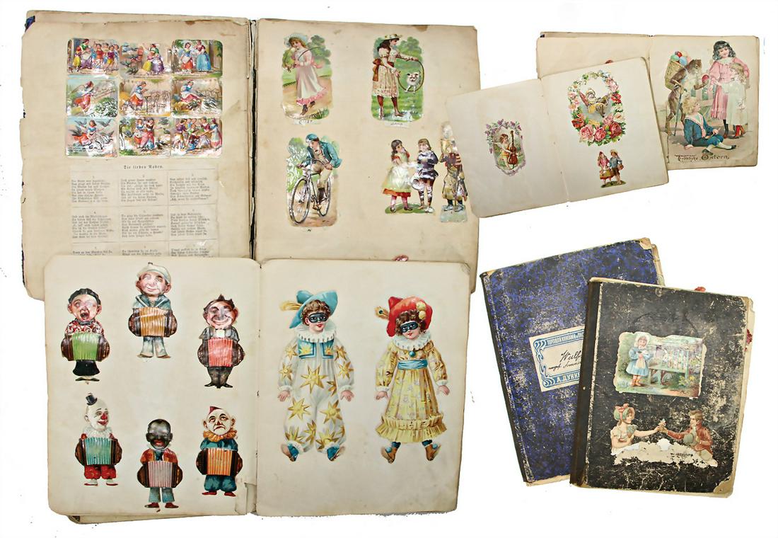 2 small albums with glued in wafer pictures, children, (1 of 1)