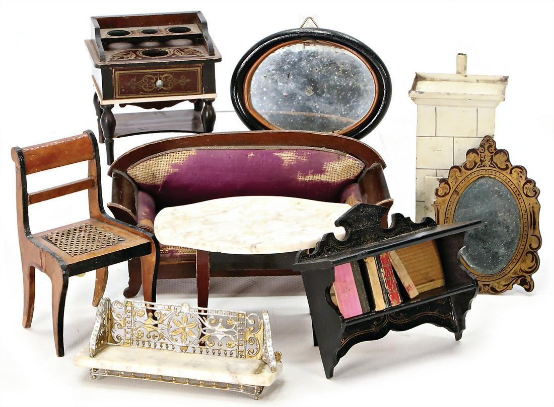 mixed lot of  dollhouse parts, small handpainted stove, (1 of 1)