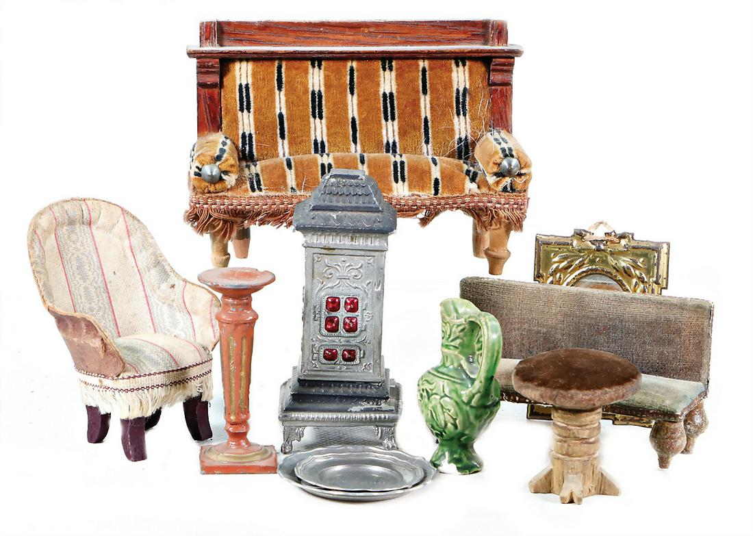 dollhouse decoration pieces, 1 armchair, 8.5 cm, 1 tin (1 of 1)