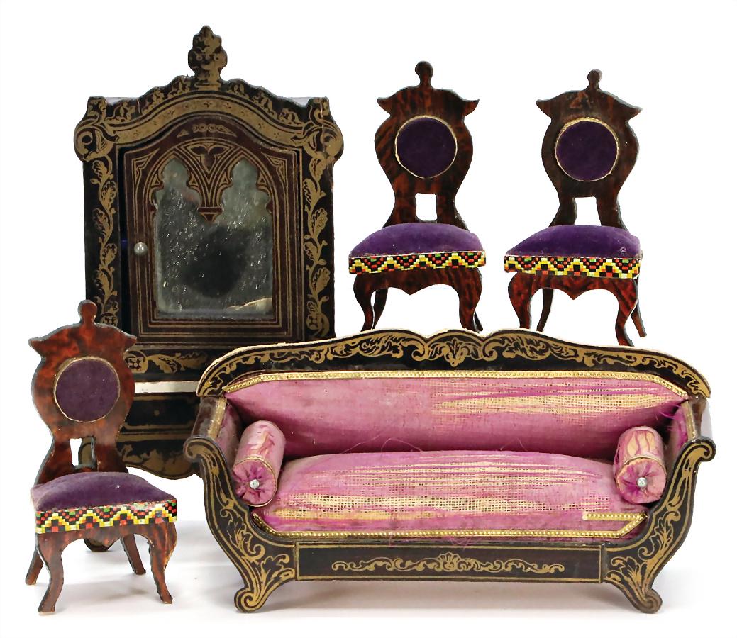 3 small Biedermeier chairs, height: 8.5 cm, good (1 of 1)