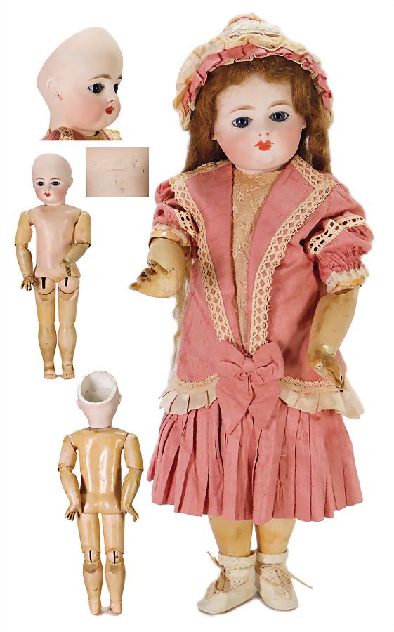 GAULTIER bisque porcelain socket head, French Bébé, (1 of 5)