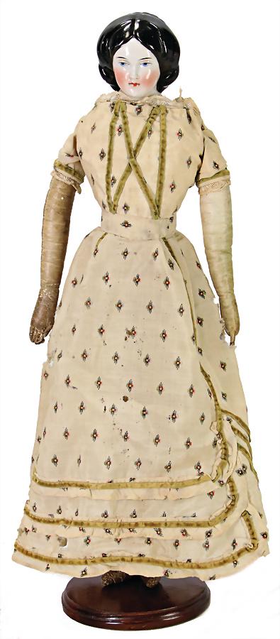 early Biedermeier  porcelain shoulder headed doll, (1 of 2)