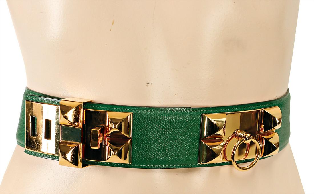 HERMÈS Gürtel, Taillengürtel, Collier de Chien, grünes (1 of 2)