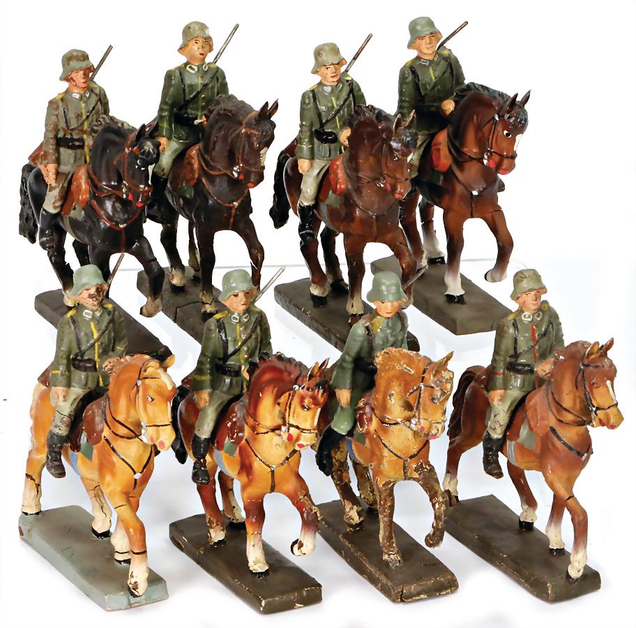 LINEOL / ELASTOLIN mixed lot, mass figures, 8 rider, (1 of 1)