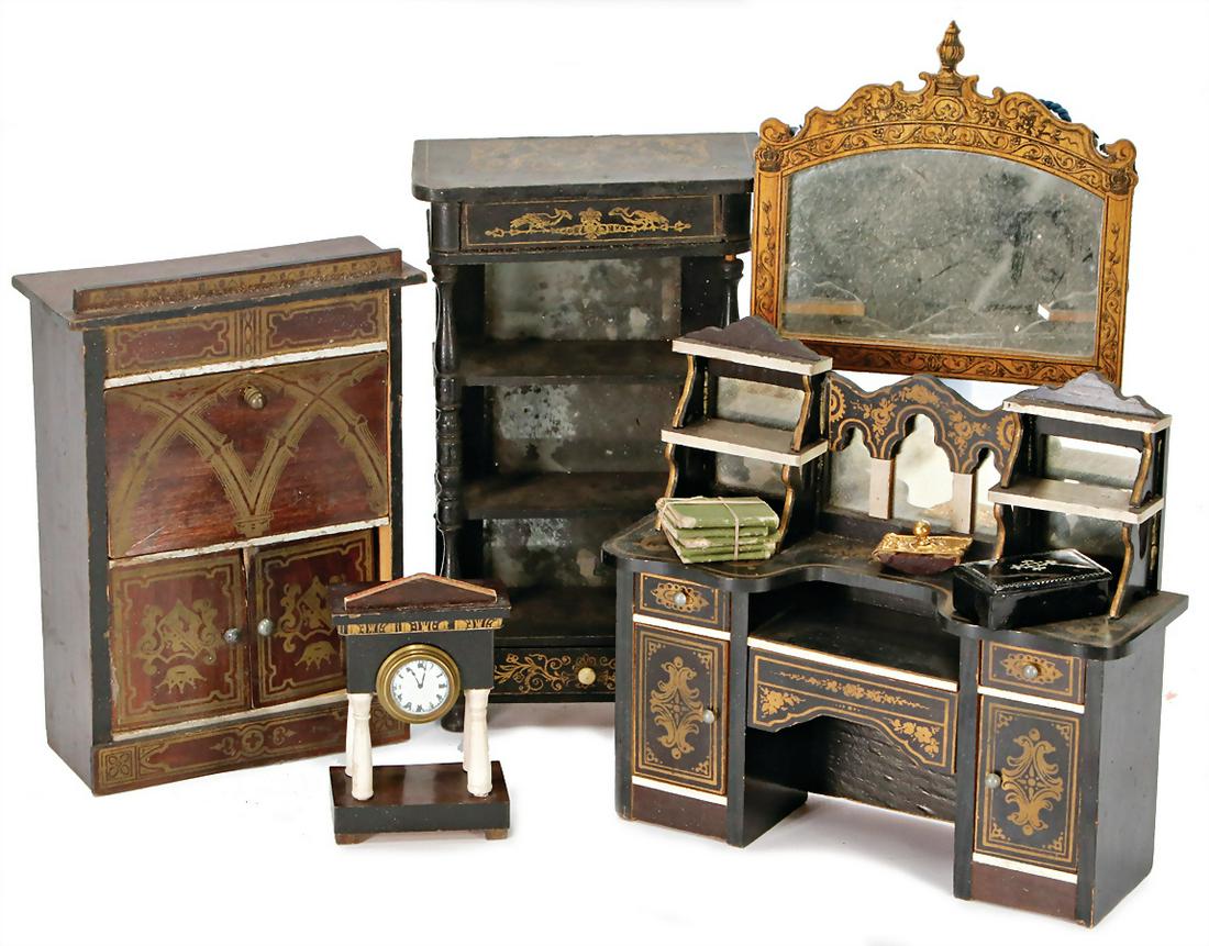 mixed lot of  Boulle furniture, secretary, width: 14 (1 of 1)