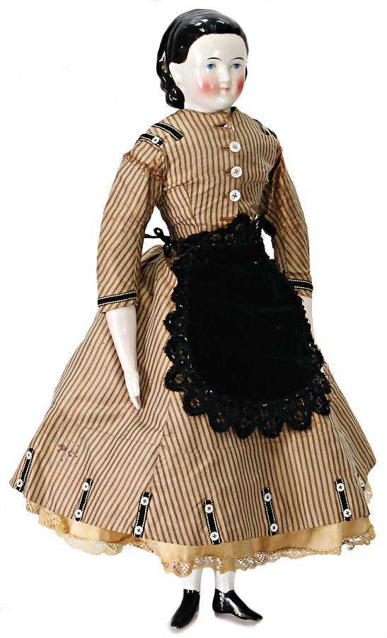 China-Head, shoulder headed doll, enameled porcelain, (1 of 3)