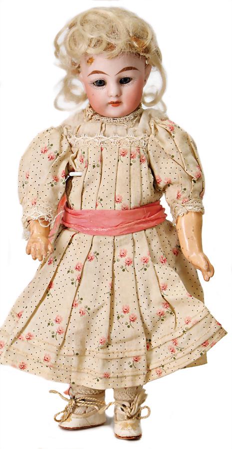 SIMON & HALBIG DEP, bisque porcelain socket head,: SIMON & HALBIG DEP, bisque porcelain socket head, girl, marked 1079 DEP S&H, blue sleepy eyes, opened mouth, line of upper teeth, 21 cm, old jointed body with fix wrists, slim thighs, curly bl