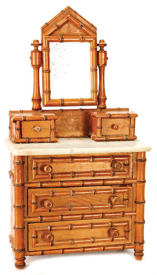 dolls mirror bureau, 5 drawers, marble top, around 1900 (1 of 1)