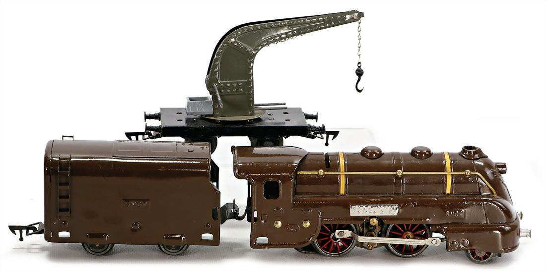 JEP gauge 0, 20V, tow-tender-locomotive 1B, 1 sliding contact, dark-brown, was colorwise slightly (1 of 1)