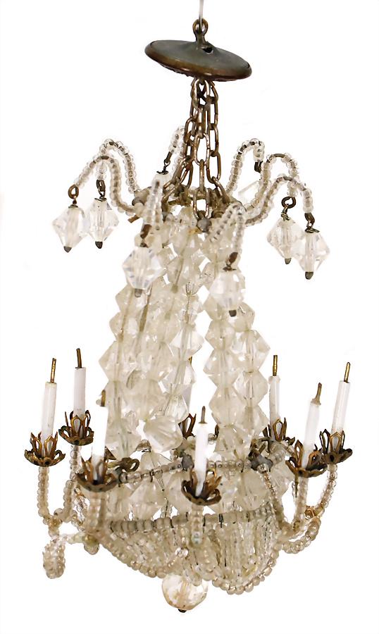 stately chandelier for the dollhouse , 8-armed, lenght: 12 cm, very nice condition, with richly: stately chandelier for the dollhouse , 8-armed, lenght: 12 cm, very nice condition, with richly glass beads German Description Herrschaftlicher Kronleuchter fÃ¼r die Puppenstube, 8-armig, L: 12 cm, 