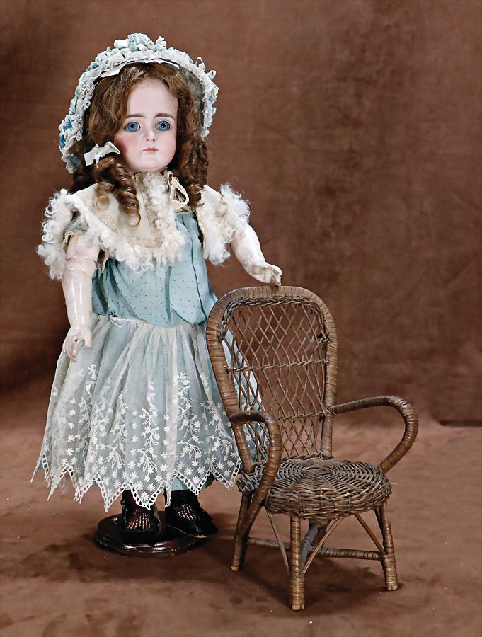 KESTNER bisque porcelain socket head doll, early German jointed doll, marked 12, fine, bright (1 of 4)