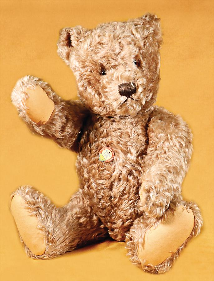 STEIFF 1950s-era Steiff Original Teddy bear. Fully jointed, 60 cm standing, and made from long, (1 of 3)