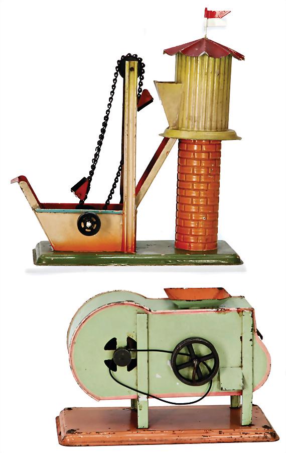 BING 2 pieces, drive models, sorting machine, sheet metal, c. 1910, surface area 16 x 7.5 cm, 1 (1 of 1)