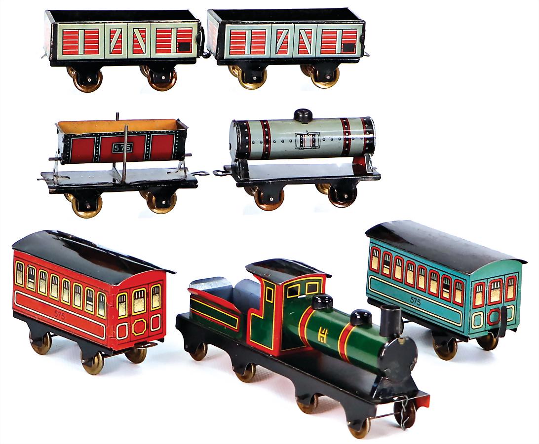 HESS bottom runner, JHL, sheet metal, lithographed, tender-locomotive, 4 freight waggon, 2 passenger (1 of 1)