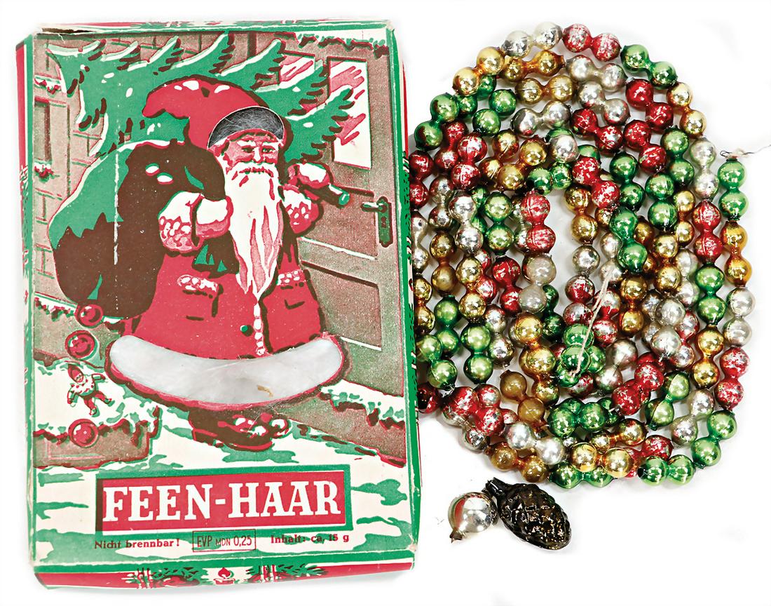 Christmas tree decoration, glass chain, c. 200 cm, fairy hair German Description: Christmas tree decoration, glass chain, c. 200 cm, fairy hair German Description Christbaumschmuck, Glaskette, ca. 200 cm, Engelshaar