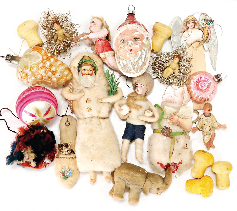 mixed lot of Christmas tree decoration, cotton wool figures, among it Christ Child, 14 cm, cotton (1 of 1)