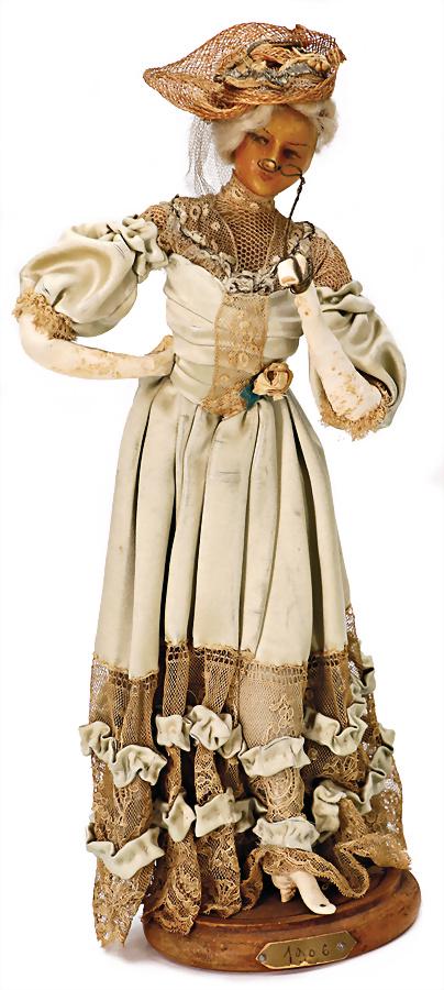 LAFITTE-DESIRAT wax shoulder headed fashion doll, France, 33 cm, painted eyes, fabric body, leather: LAFITTE-DESIRAT wax shoulder headed fashion doll, France, 33 cm, painted eyes, fabric body, leather arms and legs, original clothes, small worn places German Description LAFITTE-DESIRAT Wachs-Brustbla