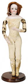 fashion doll, France, 32 cm, bisque socket head, fix inset blue glass eyes, closed mouth (head (1 of 2)