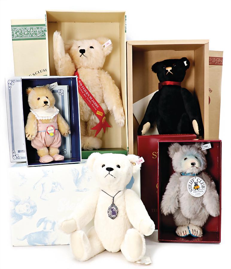 STEIFF replica, 5 pieces, in original box, condition: as good as new, black bear, teddy-baby, and (1 of 1)