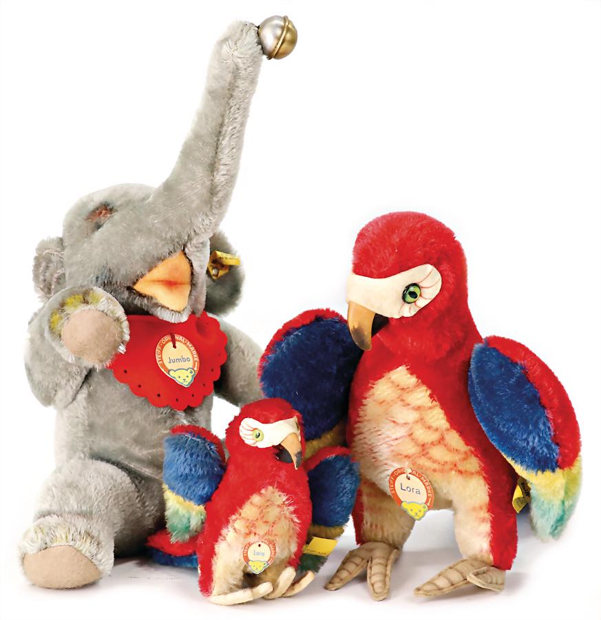 STEIFF mixed lot with 3 pieces, Jumbo, complete, No. 2520/22, Lora, complete, No. 1312.08, Laura, (1 of 1)