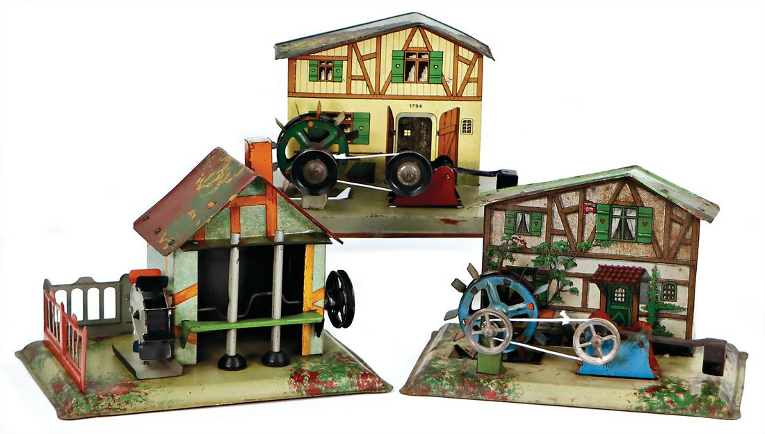 3 pieces, drive models, water mill with stone smashing mechanism, MOHR & KRAUSS, 1920, height: (1 of 1)