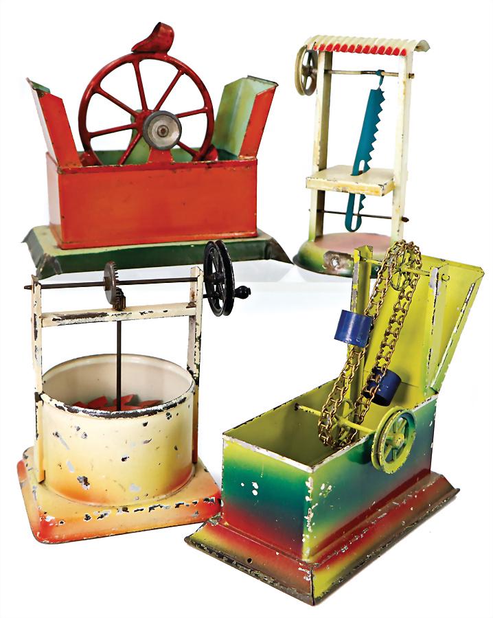 4 pieces, drive models, bucket wheels, saw, well with vane wheel, probably '30s, worn, good   German (1 of 1)