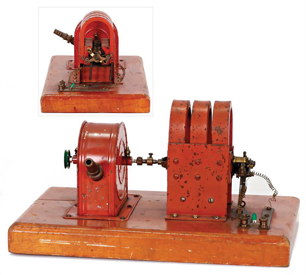 DOLL water engine, 1911, a bit flash rust, function wasn't checked, with minimally scratches on the: DOLL water engine, 1911, a bit flash rust, function wasn't checked, with minimally scratches on the paintwork, surface area, wood, 20 x 21cm, height: 18 cm German Description DOLL Wassermotor, 1911, l