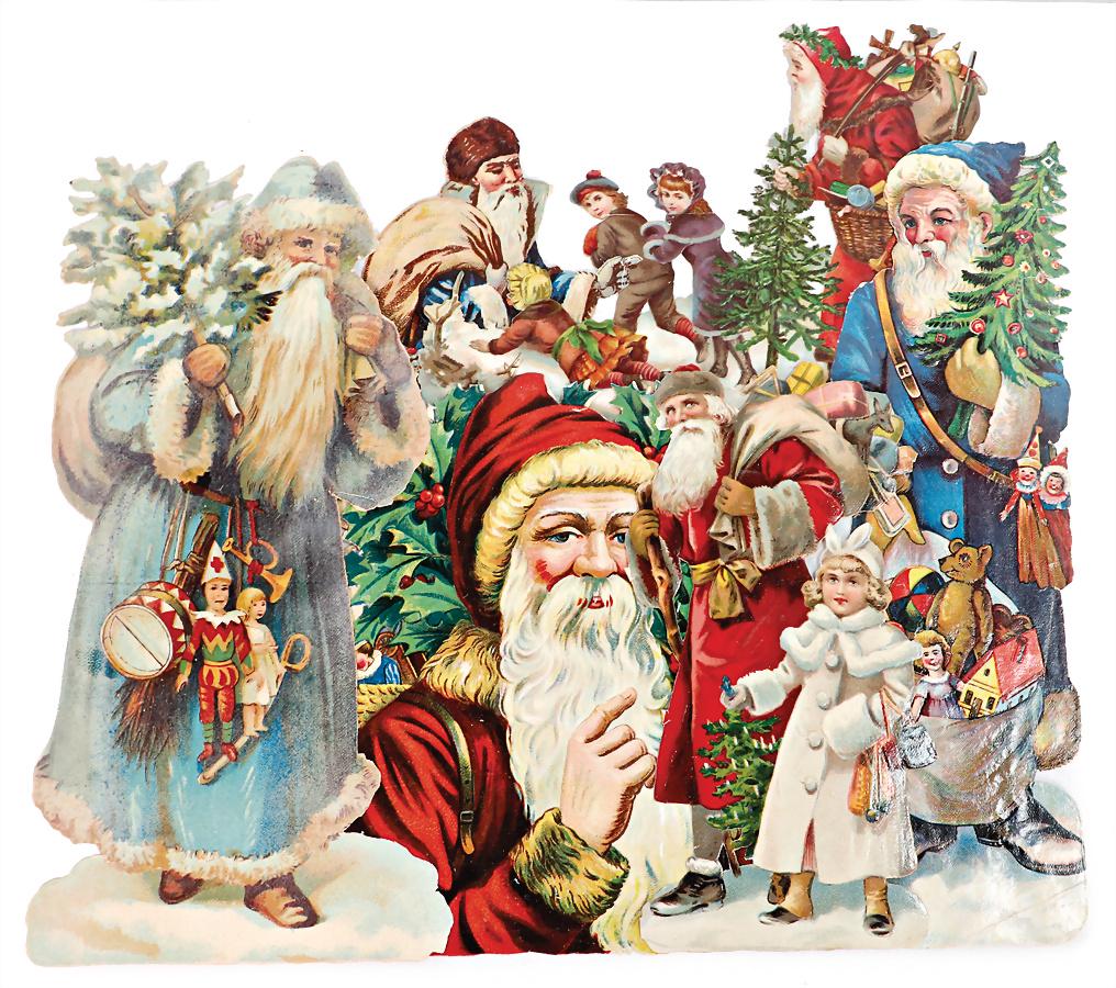 mixed lot of early wafer pictures, Santa Clauses, c. 6 pieces, 17 - 23.5 cm   German Description (1 of 1)