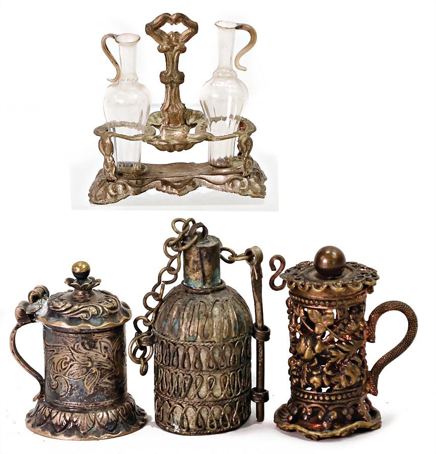 very nice silver work, 3 filigree jugs, 1x probably ERHARD & SÖHNE, 4-5 cm, and 1x silver (1 of 1)