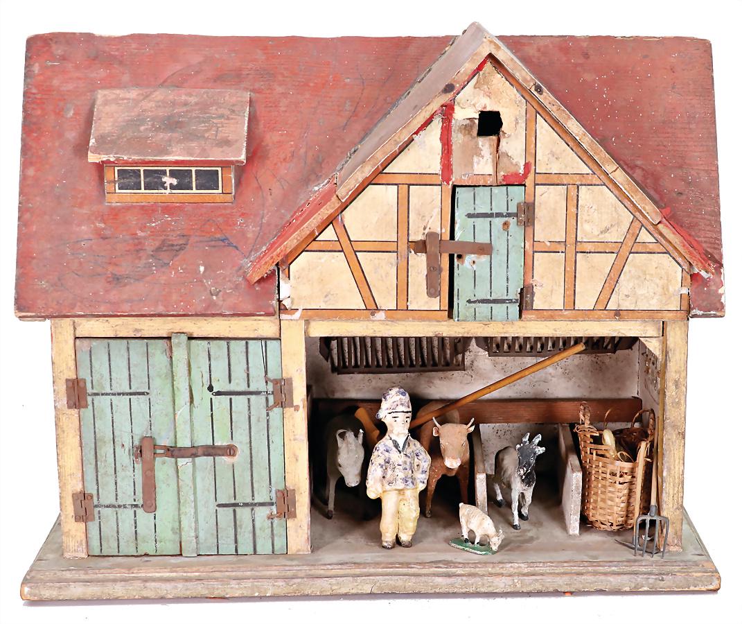 stable, around 1900, width: 44.5 cm, height: 35 cm, 2 small corners at roof were supplemented, old (1 of 1)