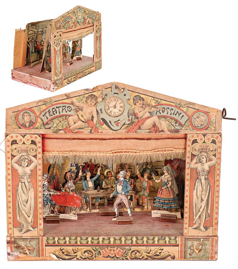 small theatre, height: 27 cm, width: 30.5 cm, early, nice size with some figures, front part with (1 of 1)