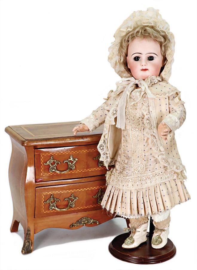 RABERY & DELPHIEU bisque porcelain head doll, France, 52 cm, fix inset brown  glass eyes (1 (1 of 4)