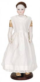 Fashion-Doll, bisque porcelain socket head, on a bisque porcelain breast plate, blue light blue, fix (1 of 4)