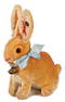 STEIFF hare, velvet, sitting, with button, block letters, long trailing f, big glass eyes,