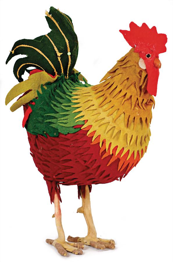 STEIFF cock, produced 1892-93, 22 cm, felt was partially retouched (comb and feet), standing height (1 of 2)
