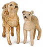 STEIFF 2 pieces, deers, syntetic silk plush, around 1940, 17-22 cm, big fawn, with button, block