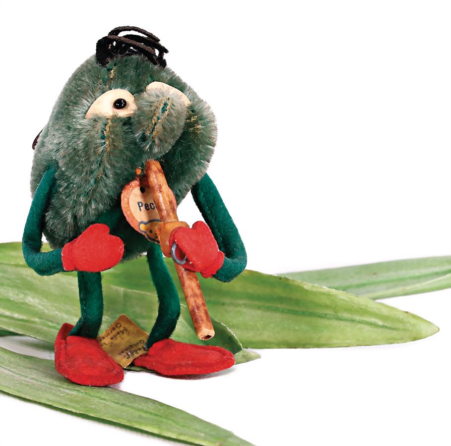 STEIFF Peck, greenfly, advertising item for the company Meck, 12 cm, complete, No. isn't (1 of 4)