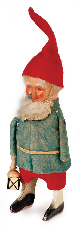 SCHUCO dancer, dwarf, sheet metal, 14 cm, nose knocked, otherwise slightly worn, good, clock (1 of 1)
