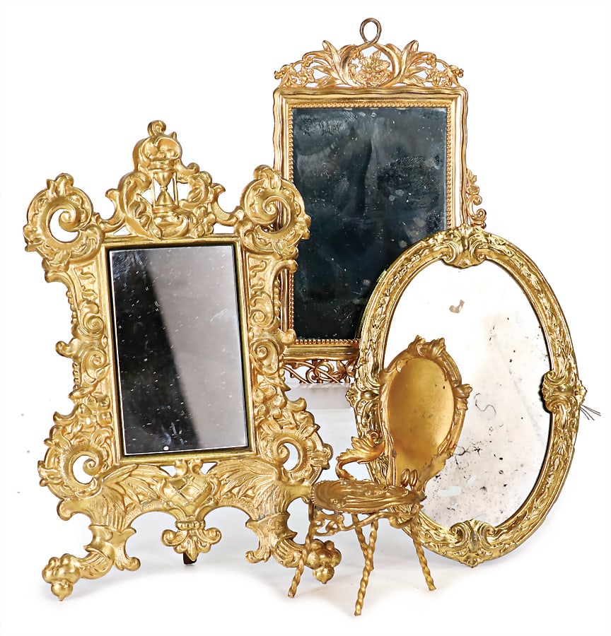 dollhouse decoration pieces, probably ERHARD & SÖHNE, sheet brass, gilded, chair height: 9 (1 of 1)