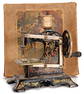 children`s sewing machine, height: 17 cm, heavy tin construction, painted with flowers, grape and