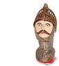 DRESDEN CARDBOARD Christmas tree decoration, candy container, bust with helmet, hinged ventail, rare