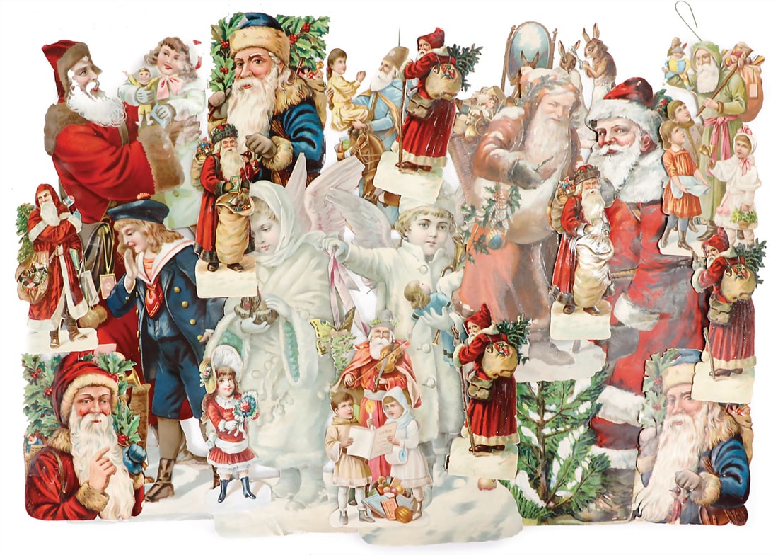 mixed lot of big wafer pictures, angel figures, Santa Clauses, big size, partially glue rests on the (1 of 1)