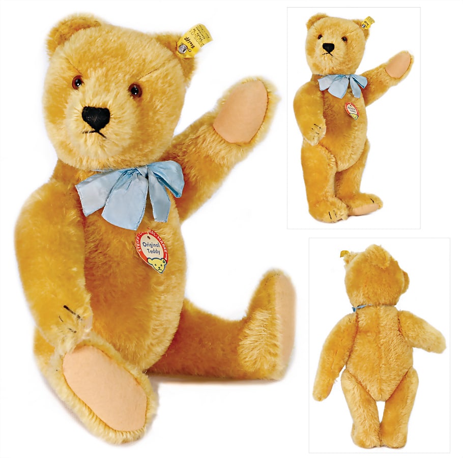 STEIFF original teddy, with button, chest label and  cloth tag label, No. 5335,01, golden mohair, (1 of 1)