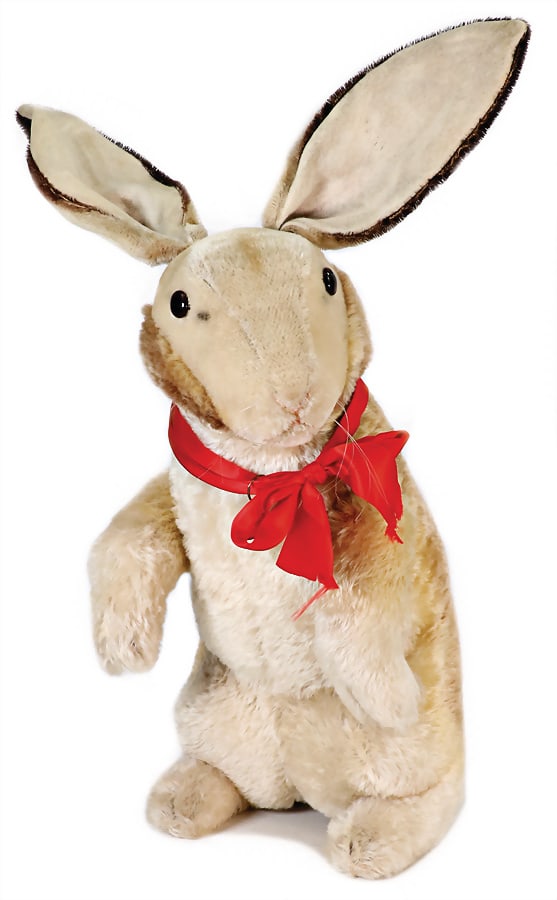 STEIFF hare, attending, studio animal, 74 cm, big glass eyes, swivel head, jointed arms, nice (1 of 3)